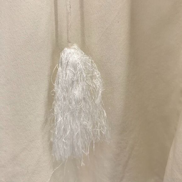 Lilly Pulitzer Cami Tank Womens XS Ivory Silk Ruffled V Neck Tasseled Boho - Picture 6 of 11